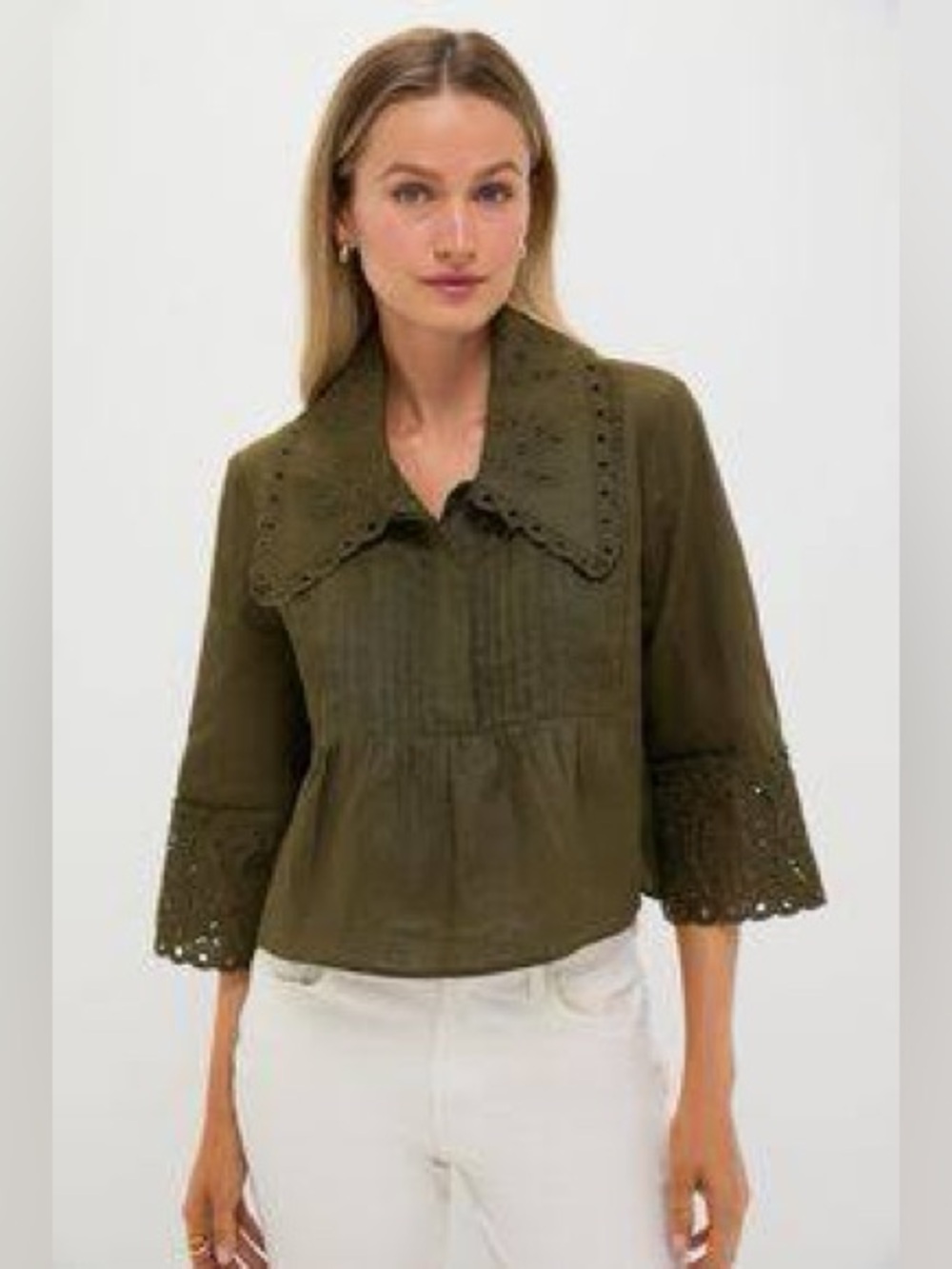 Tuckernuck Army Green Linen Jones Blouse Size Medium - C52-085